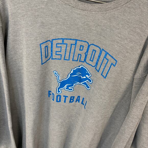 Detroit Lions Gray Thermal Long Sleeve Shirt - Men's Size 5XL - Picture 3 of 7
